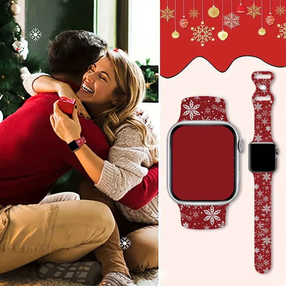 Silicone Christmas band for Apple Watch band 46mm 41mm 42mm 44mm 45mm 49mm Sport band for Apple Watch 11 10 9 8 7 6 5 SE Ultra 3