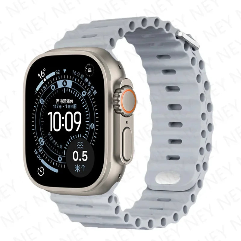 Bands For Apple Watch 10 Ultra 2 3 49mm 45mm 41mm 44mm Silicone Ocean band Apple Watch Series 11 9 8 7 6 5 4 SE 3 46mm 42mm