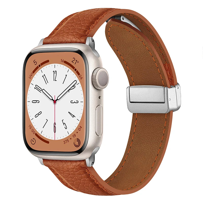 Leather Magnetic Buckle band for Apple Watch 8 7 45mm 41mm Ultra 49mm PU Leather band for Apple Watch Series 6 5 4 3 44mm 42mm 40mm