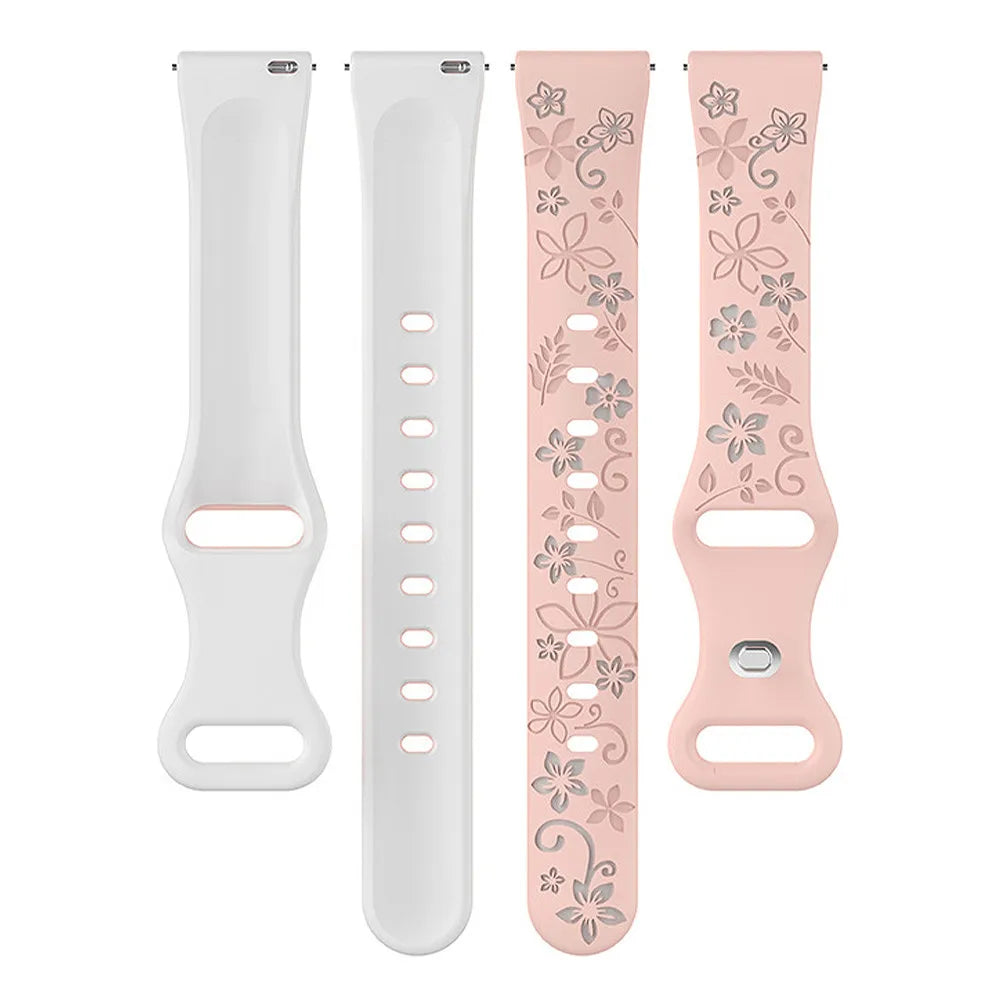 18mm 20 22mm Women Silicone Engraved Bracelet for Huawei GT5/GT4 41mm GT5Pro 46mm Band for Samsung Galaxy FE 7 6 40mm 44mm Strap