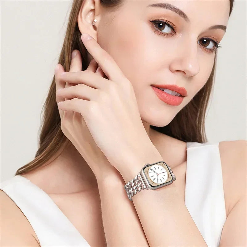 Link band for Apple Watch band Ultra 2 49mm 40mm 44mm 41mm 45mm metal Stainless steel Apple Watch band Series 9 8 7 SE 6 5 4 3