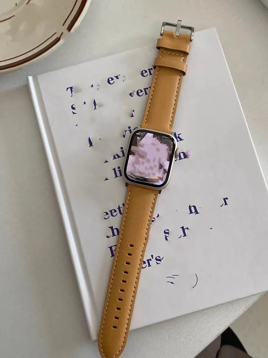 Leather loop Correa For Apple Watch band Series Ultra 11 10 9 8 7 6 5 4 3 2 1 SE 38mm 40mm 41mm 42mm 44mm 45mm 46mm 49mm band