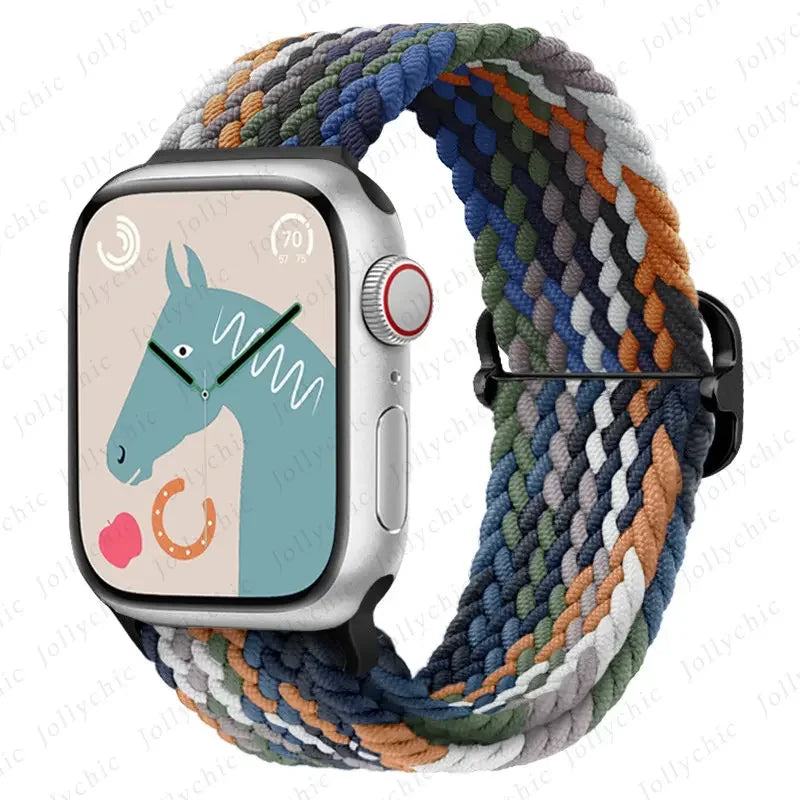 Braided Solo Loop band For Apple Watch Ultra 2 band 49mm 44mm 40mm 45mm 41mm 42mm 38mm band Apple Watch Series 9 8 7 6 SE 3