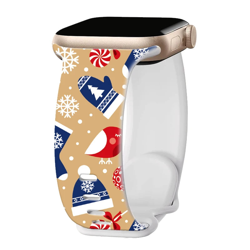 Silicone Christmas band for Apple Watch band 46mm 41mm 42mm 44mm 45mm 49mm Sport band for Apple Watch 11 10 9 8 7 6 5 SE Ultra 3