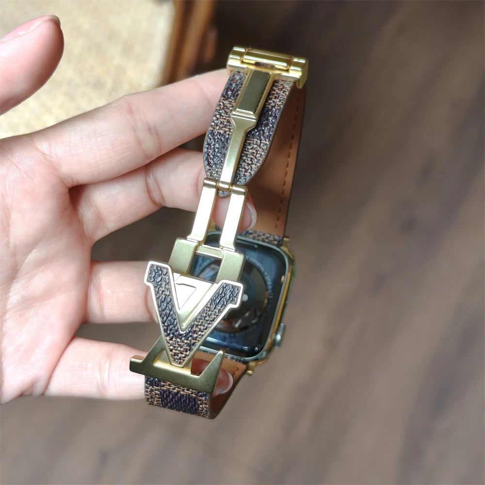 Luxury Fashion band for Apple Watch band 46mm Ultra 49mm 45mm 44mm 42mm 41mm 40mm 38mm metal Buckle band Apple Watch Series 11 10 9 8 7 6 ba