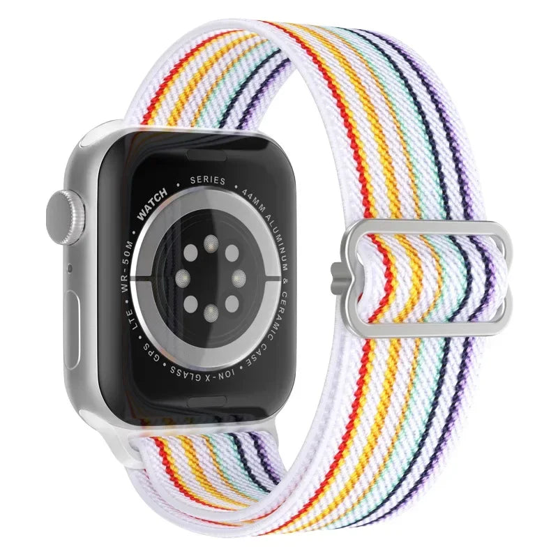 Bohemian Nylon band for Apple Watch Ultra 2 49mm 42mm 45mm 38mm 40mm 41mm 44mm Elastic Shiny band Apple Watch Series 10 9 8 7 6 5 4 3 SE