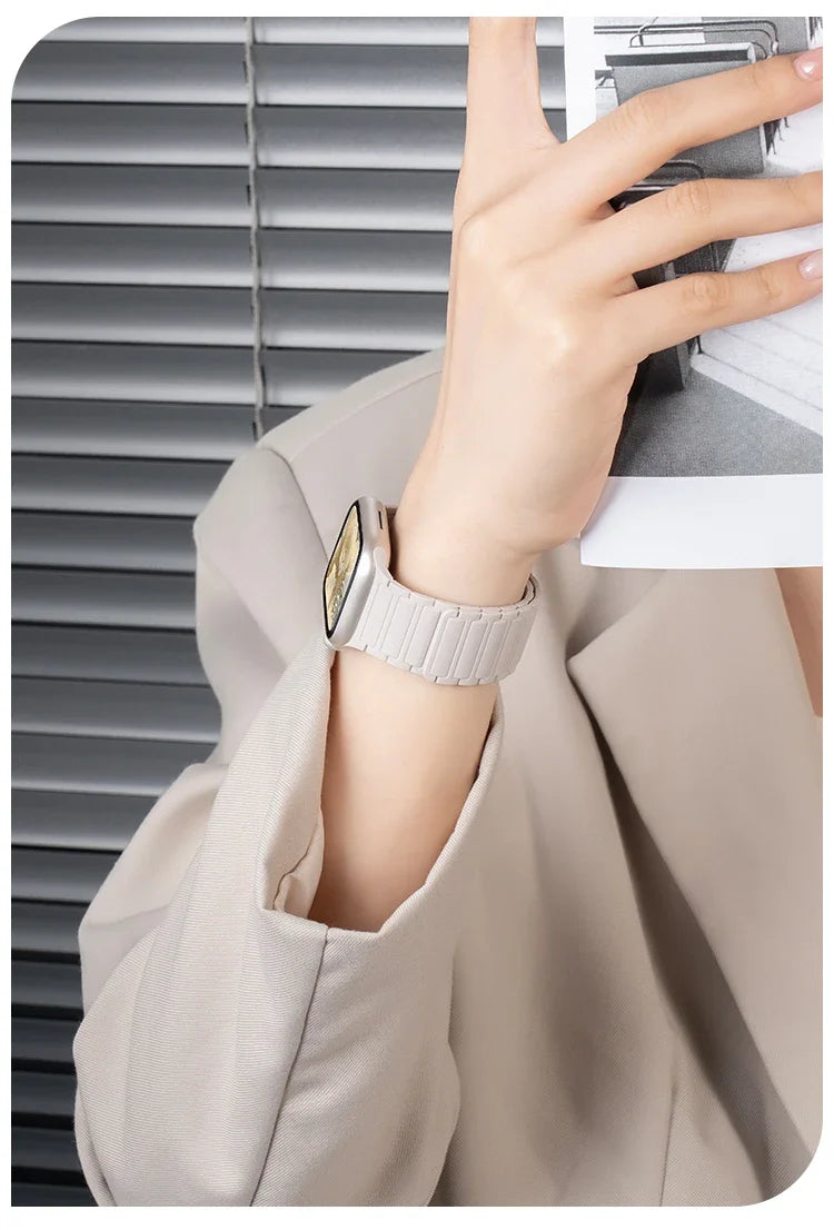 Silicone band for Apple Watch 46mm 42mm 49mm 45mm 41mm 44mm 40mm Magnetic band for Apple Watch Ultra 2 Series 10 9 8 7 6 SE 5 4 3