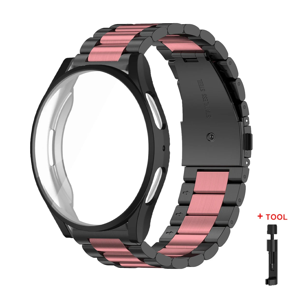 Band+Case for Samsung Galaxy Watch 7 6 5 4 44mm 40mm Stainless Steel Bracelet TPU Cover Watch 6/4Classic 43/47mm 46mm 42mm Strap