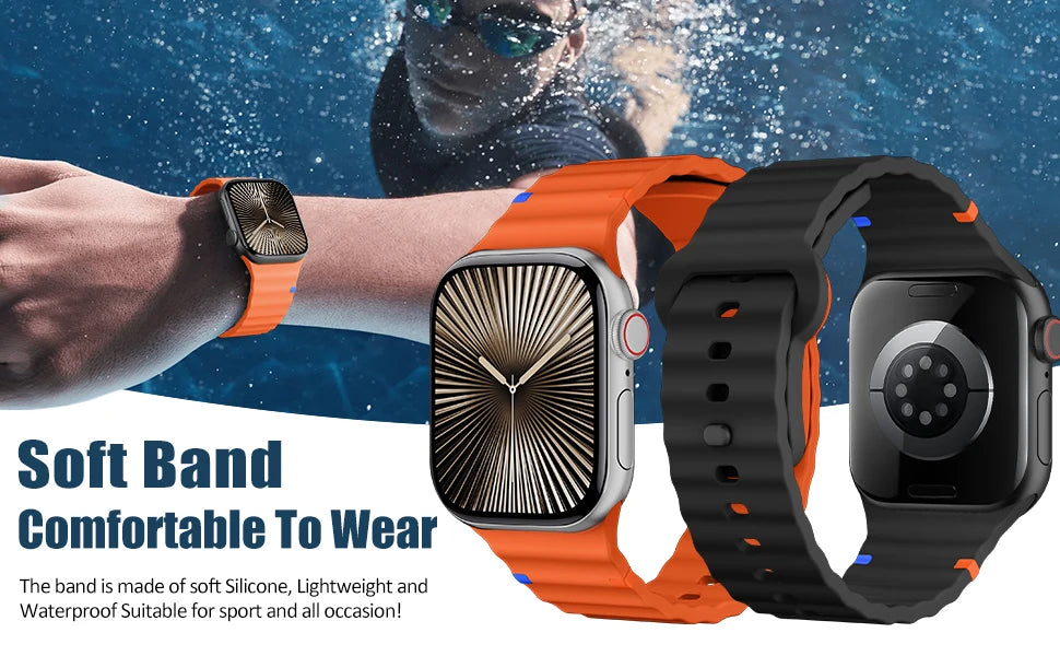 Sport Silicone band for Apple Watch band 44mm 40mm 49mm 45mm 46mm 42mm 38mm 41mm correa band Apple Watch Series 10 SE 9 Ultra 2