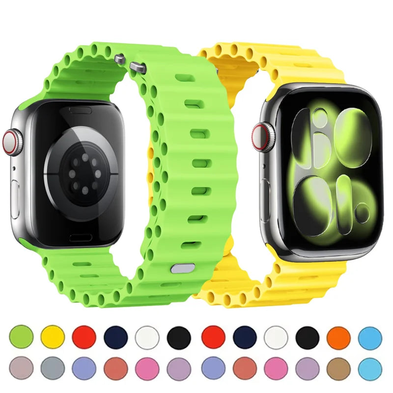 Silicone Ocean band for Apple Watch band Series Ultra 9 8 7 6 5 11 10 SE Apple Watch band 42mm 44mm 45mm 49mm 40mm 41mm 46mm band