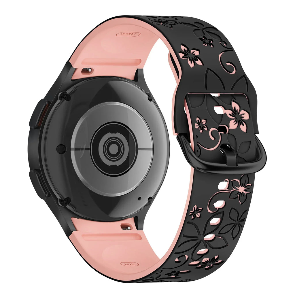 No Gaps Band for Samsung Galaxy Watch 7/5 Pro/4 6 Classic 40 44mm Engraved Silicone Sport Bracelet correa Galaxy Watch 7 Straps