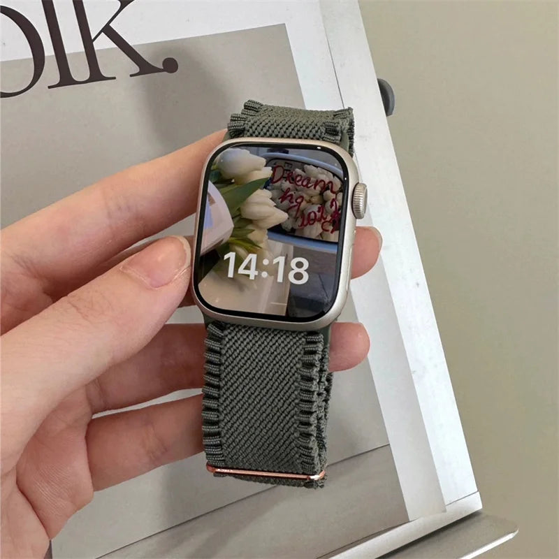 Korea Cute Nylon Elasticity band For Apple Watch band Ultra 2 49mm 45mm 44mm 41mm 42mm Correa Adjustable band For Apple Watch Series 9 8 SE