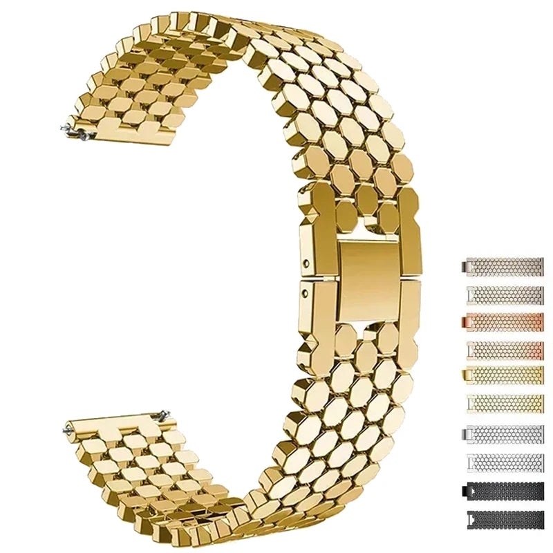 22mm 20mm Stainless Steel Strap for Samsung Galaxy Watch 3 45mm Band Gear S3 Active 2 Correas for Huawei Watch GT 3Pro Bracelet