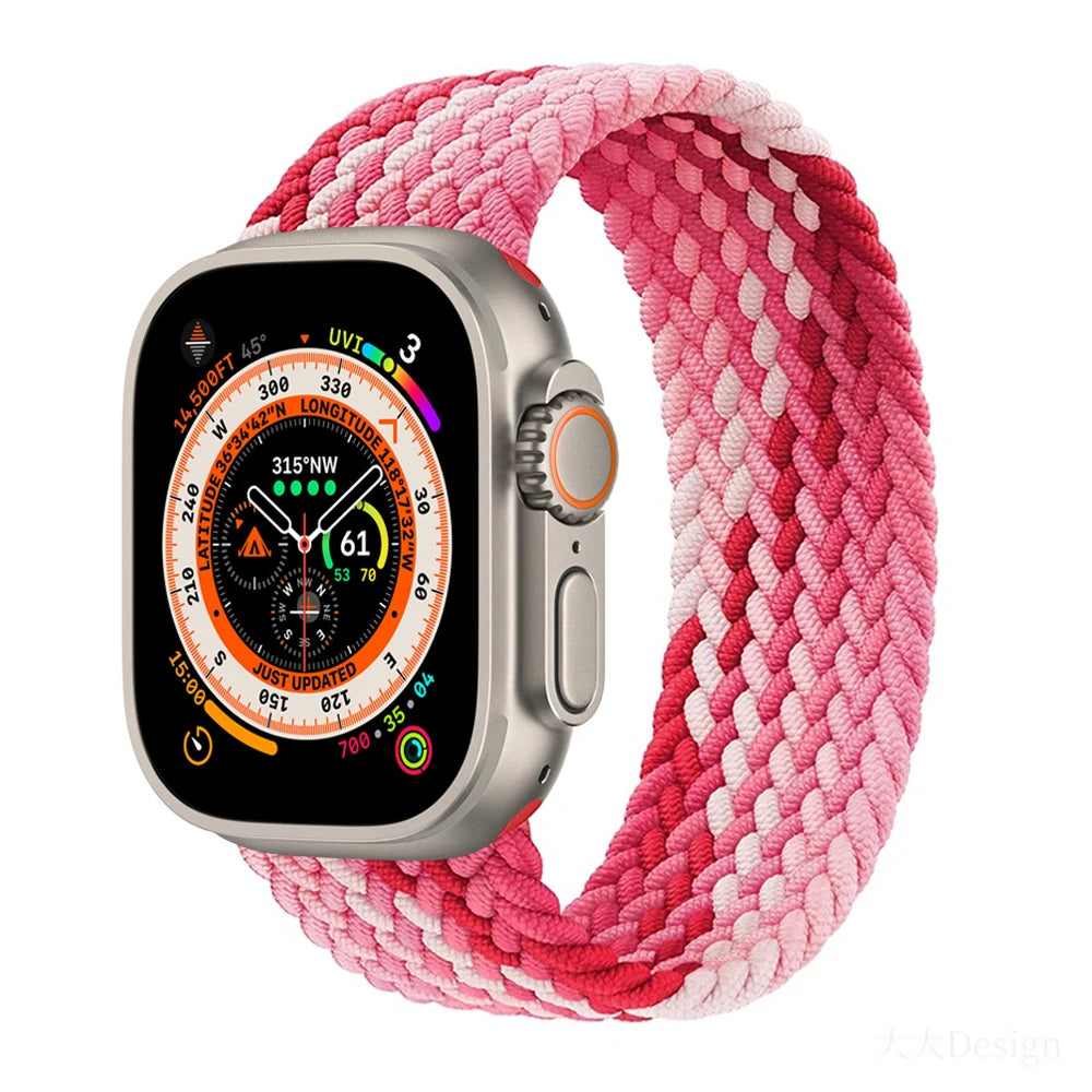 Braided Solo Loop For Apple Watch band 44mm 40mm 45mm 41mm 49mm 42mm 46mm band Apple Watch Series 10 9 SE 8 7 6 5 4 Ultra 2 Band