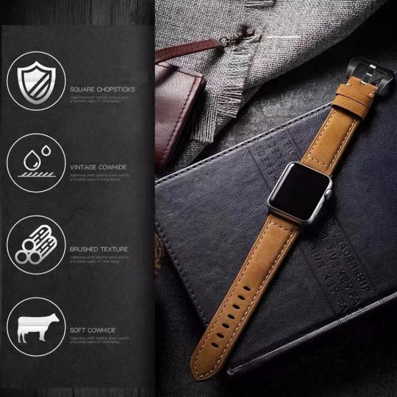 For Apple Watch band High Quality Leather band Men for Series 11 10 9 7 8 SE Ultra 3 2 49mm 44mm 46mm Watch band 45mm 41mm 42mm