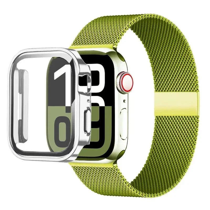 Milanese Loop band For Apple Watch Ultra 49mm band 44mm 40mm 41mm 45mm Gold Silver Leopard band +Case Apple Watch 9 8 7 6 5 4 3 SE