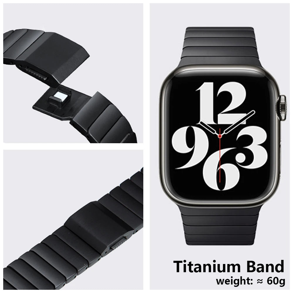 Luxury Titanium band for Apple Watch Ultra 1 2 49mm Magnetic Men Link band for Apple Watch Series 10 9 8 7 6 5 SE 46mm 45mm 44mm