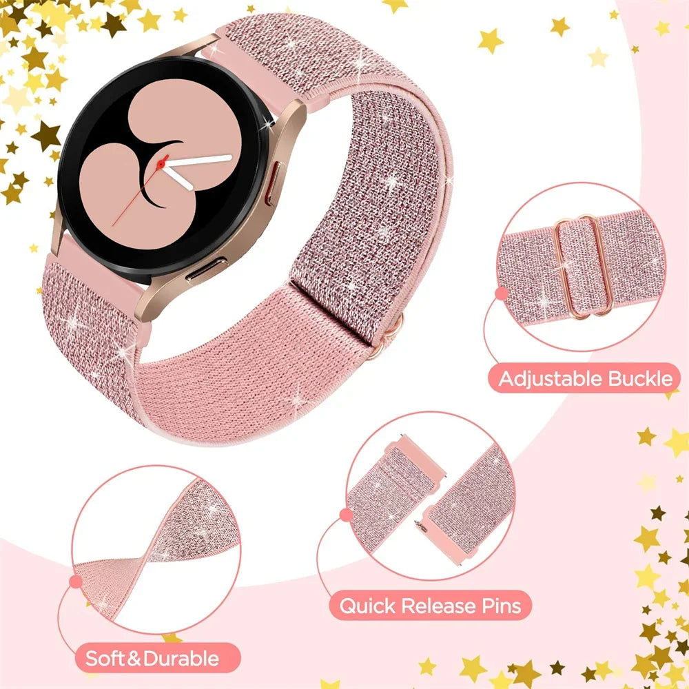 Elastic Shiny strap For Samsung Galaxy Watch 7/6/5/pro/3/4/Active 2 20mm/22mm Bohemian Pride bracelet Huawei GT 5-4-3-2-e band