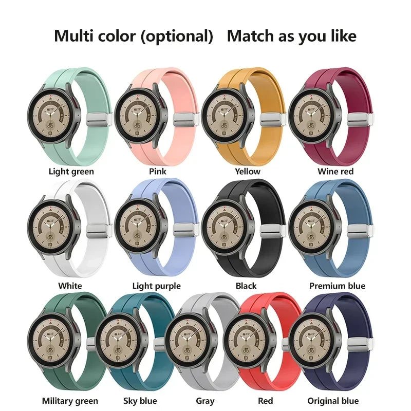 Magnetic Silicone Strap for Samsung Galaxy Watch 7 6 5 4 40mm 44mm 5Pro 45mm Band Bracelet for Galaxy Watch 6 4Classic 43mm 47mm