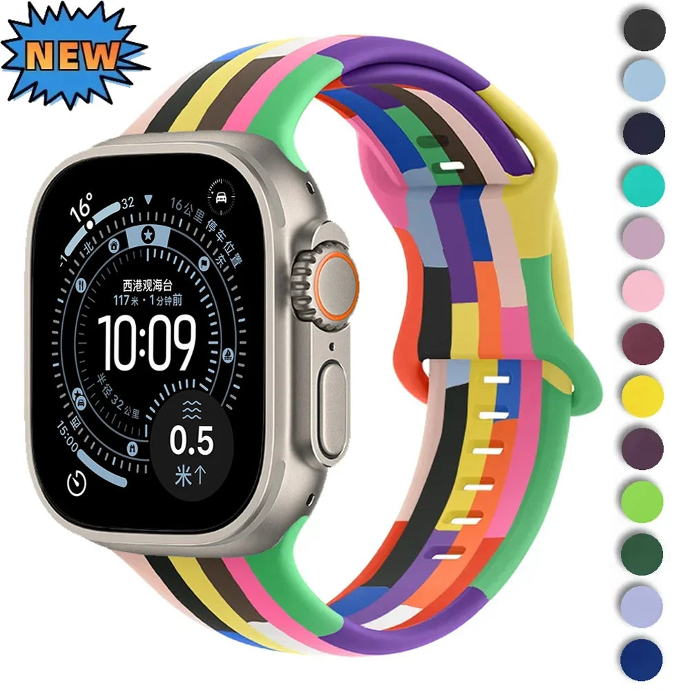 Silicone band For Apple Watch band 11 10 9 8 7 46mm 42mm 45mm 41mm band Wristband Apple Watch Ultra 3 49mm 6 5 4 SE 44mm 40mm Belt