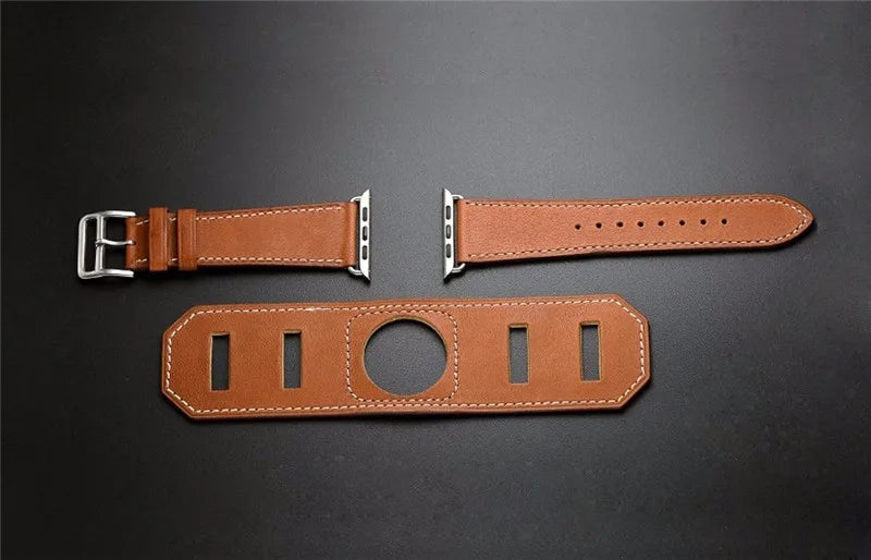 Cuff band for Apple Watch band 44mm 45mm 40mm 49mm 41mm 42mm 38mm Leather watch band Apple Watch Series 9 8 7 5 SE 6 Ultra 2 band