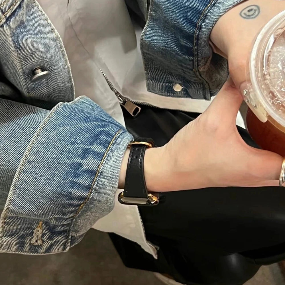 For Apple Watch band women Ultra 11 10 9 8 7 6 5 4 3 2 1 SE 38mm 40mm 41mm 42mm 44mm 45mm 46mm Leather Loop