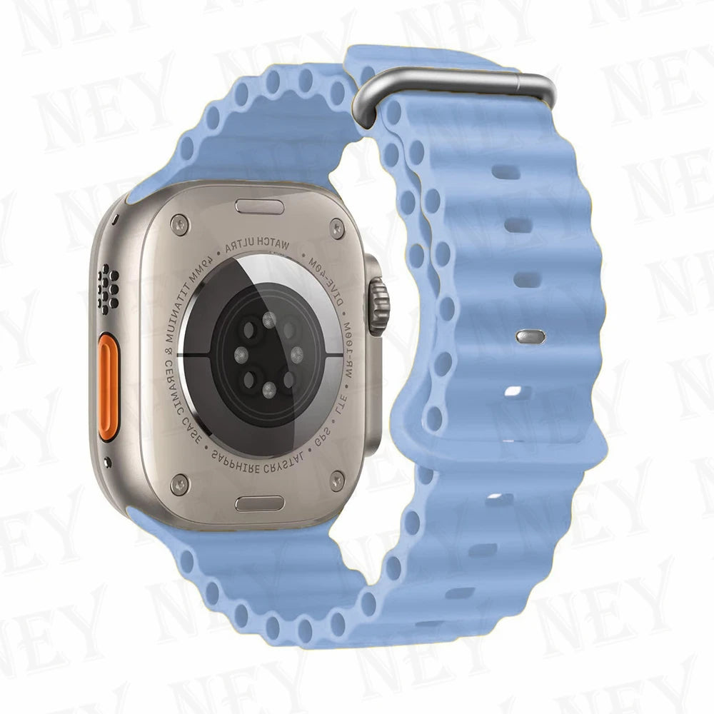 Ocean band for Apple Watch Ultra 2 49mm 44mm 45mm 42mm 38mm 40mm 41mm silicone band correa Apple Watch Series 9 8 7 SE 6 5 4 3 band