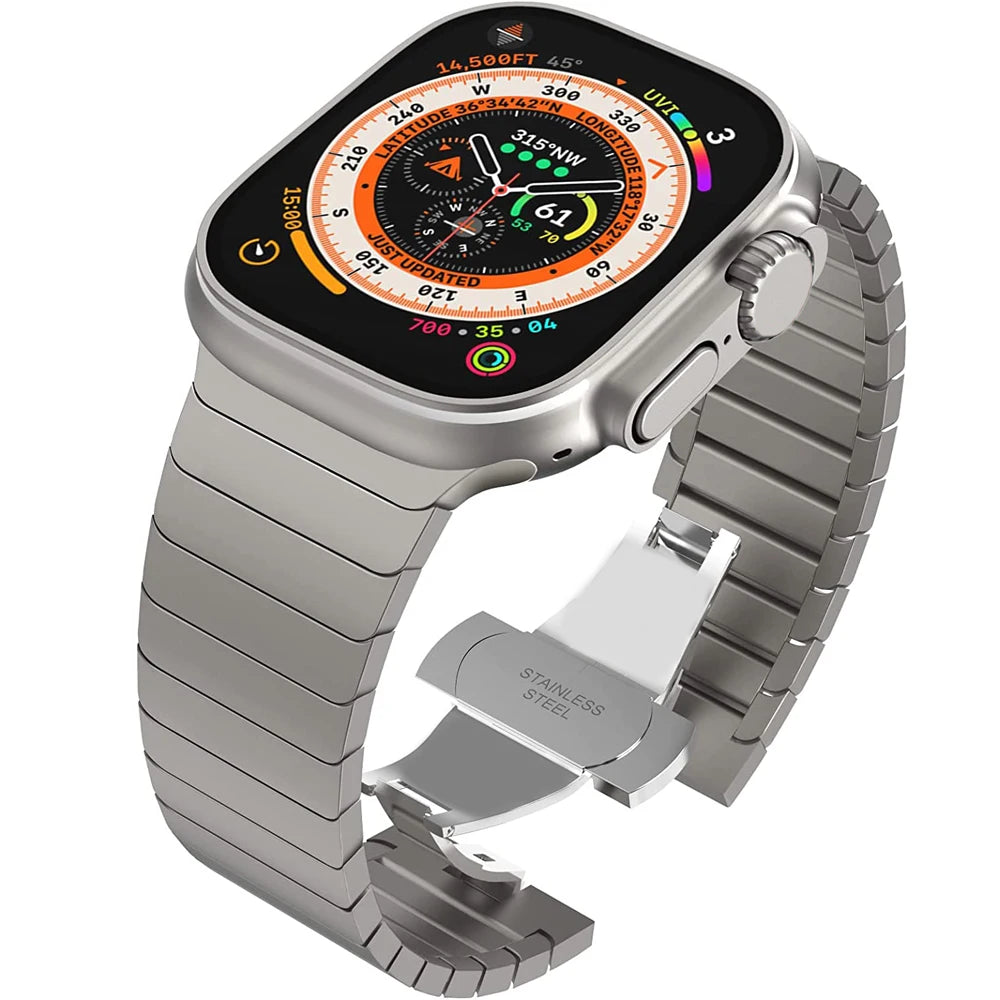 Titanium band For Apple Watch band 40mm 46mm 42mm 44mm 45mm 49mm Stainless Steel Wristband For Apple Watch Series 11 10 9 8 7 6 5 4 SE 3 Ult