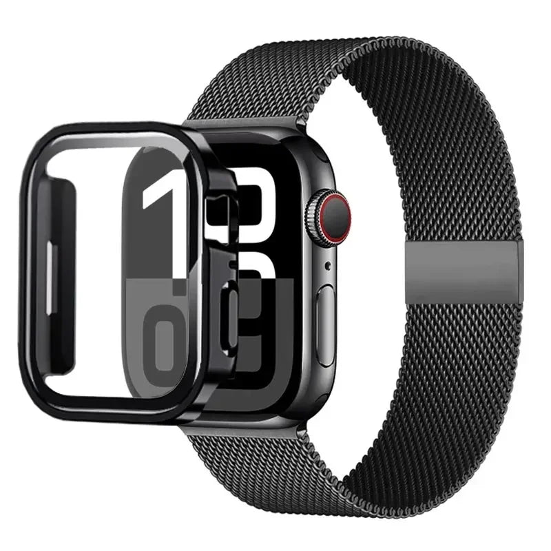 Milanese Loop band For Apple Watch Ultra 49mm band 44mm 40mm 41mm 45mm Gold Silver Leopard band +Case Apple Watch 9 8 7 6 5 4 3 SE