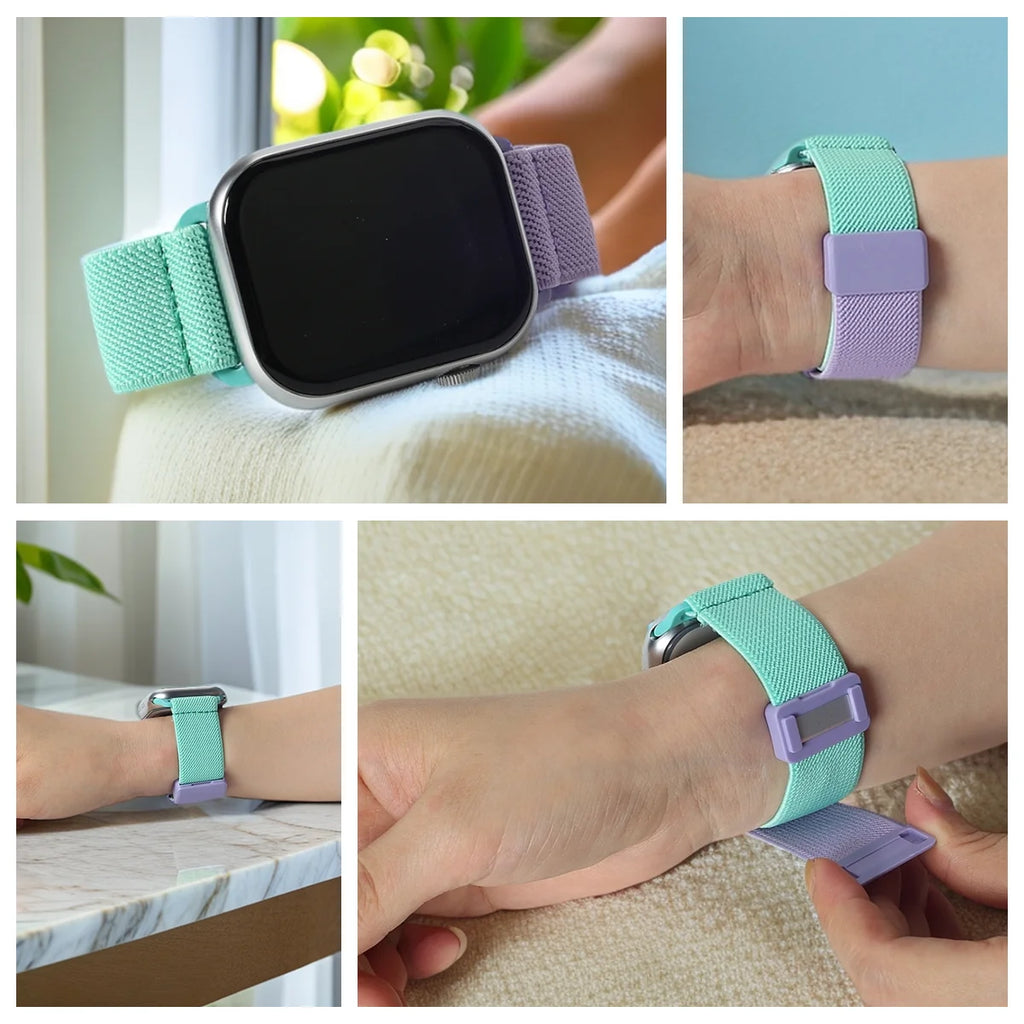 Magnetic band for Apple Watch band 38mm 40mm 41mm 42mm 44mm 45mm Children Nylon Elastic Watch band for Girls and Boys Small Wristband
