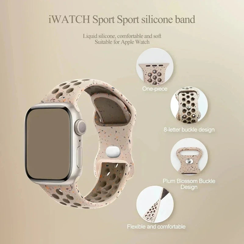 Original Sport band for Apple Watch band Ultra 2 49mm 45mm 44mm 42mm 38mm Colored Particles Rubber band for Apple Watch 9 8 7 6 5 SE