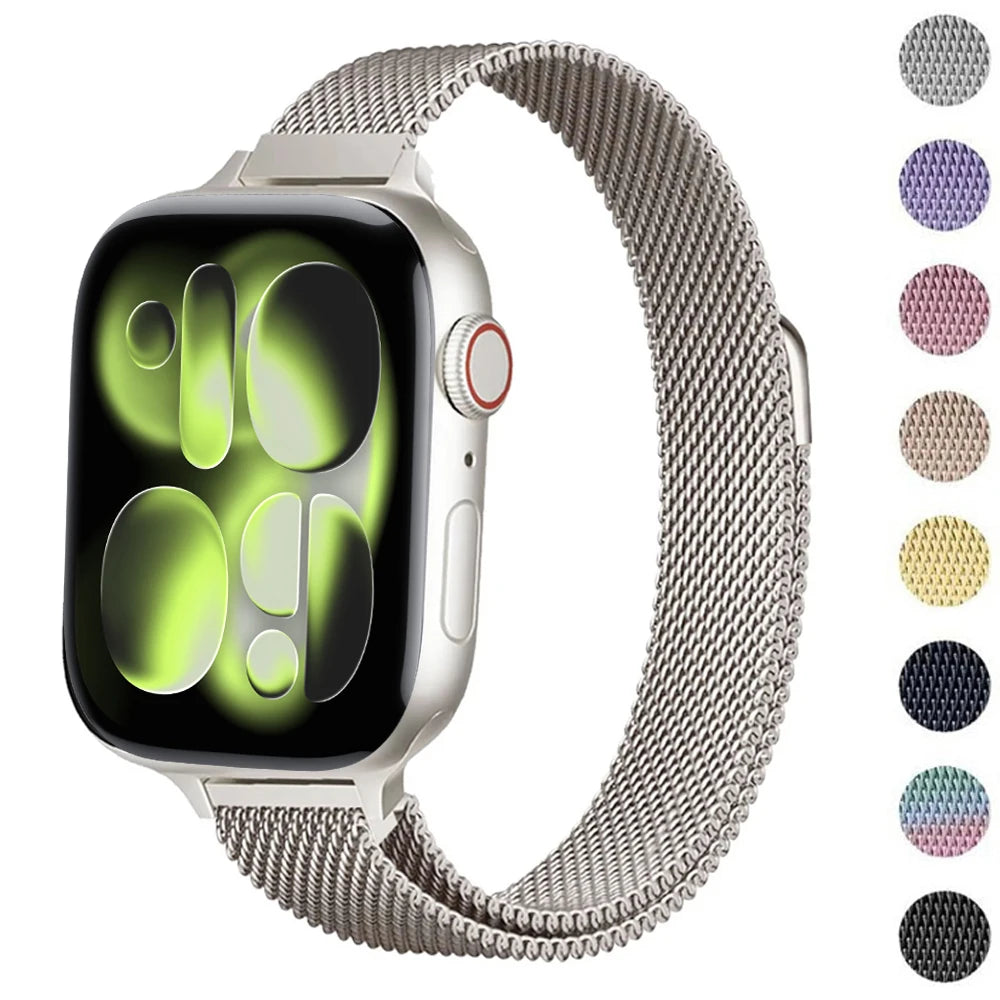 Slim band For Apple Watch band 40mm 44mm 41mm 45mm 42mm 46mm 49mm Milanese Loop band Apple Watch Series 6 SE 7 8 Ultra 2 3 9 10 11