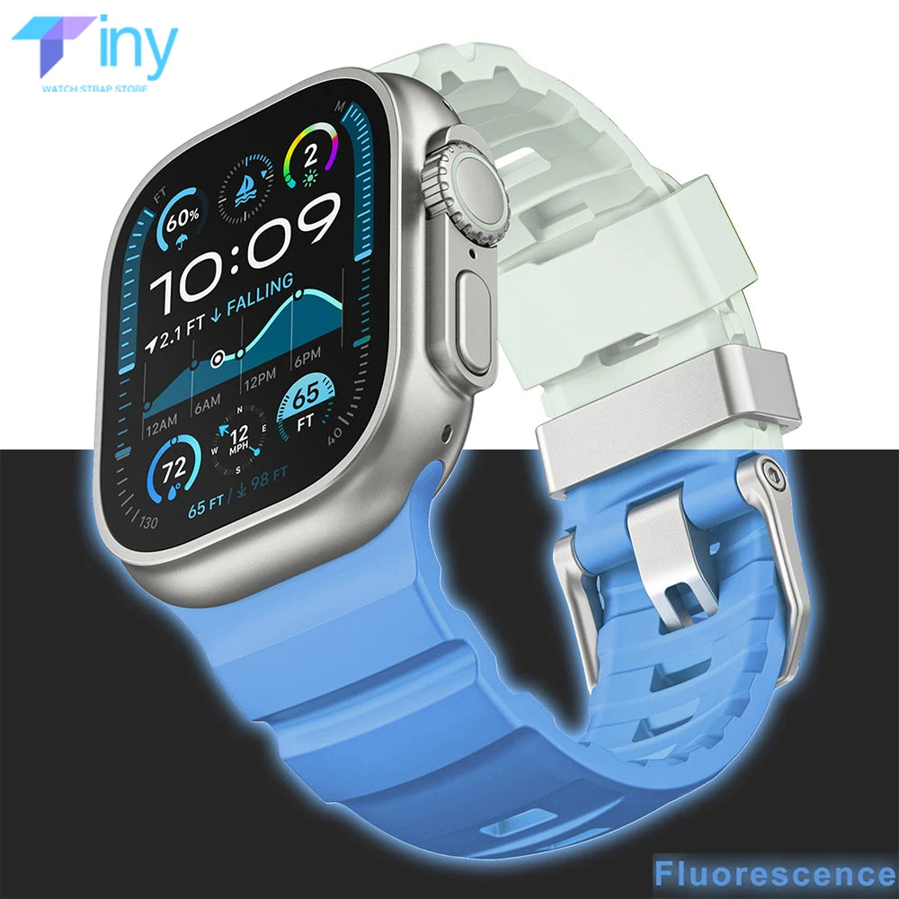 Fluorescence band for Apple Watch band 49mm 46mm 45mm 44mm 42mm Sport Silicone band For Apple Watch Ultra 2 Series 10 9 8 7 6 SE