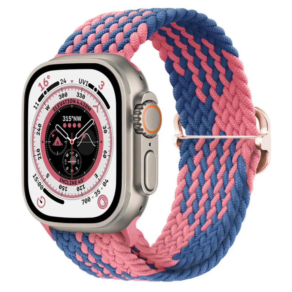 Braided Nylon band For Apple Watch Ultra 49mm 46mm 45mm 44mm 42mm 41mm 40mm Elastic band Apple Watch 11 10 9 8 7 SE 4 5 6 Belt