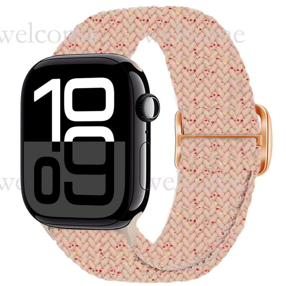 Braided Nylon band For Apple Watch Ultra 49mm 46mm 45mm 44mm 42mm 41mm 40mm Elastic band Apple Watch 11 10 9 8 7 SE 4 5 6 Belt
