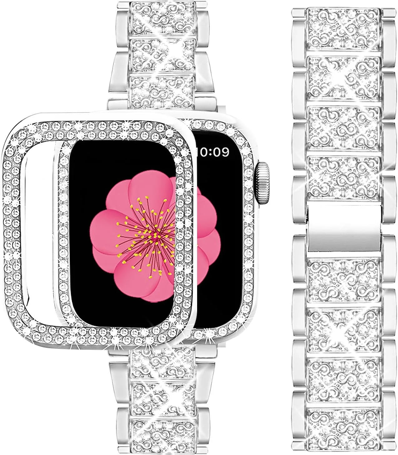 Bling band+Case for Apple Watch band 40mm 44mm 41mm 45mm 42mm 46mm Women Jewelry Diamond metal band Apple Watch SE 6 7 8 9 10