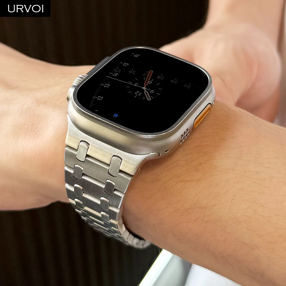 URVOI band for Apple Watch Ultra 3 2 Series 11 10 9 8 7 SE3 316L AP Stainless steel band for Apple Watch wristband butterfly buckle