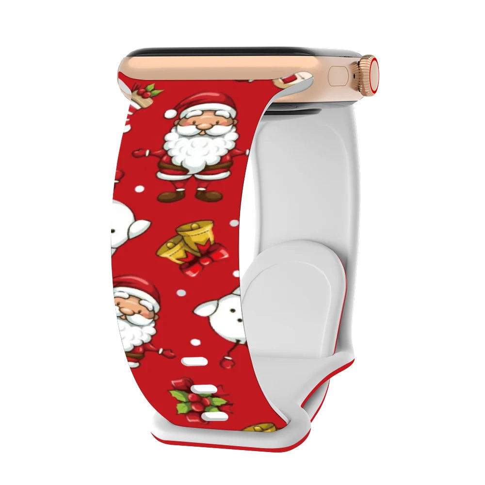 Silicone Christmas band for Apple Watch band 46mm 41mm 42mm 44mm 45mm 49mm Sport band for Apple Watch 11 10 9 8 7 6 5 SE Ultra 3