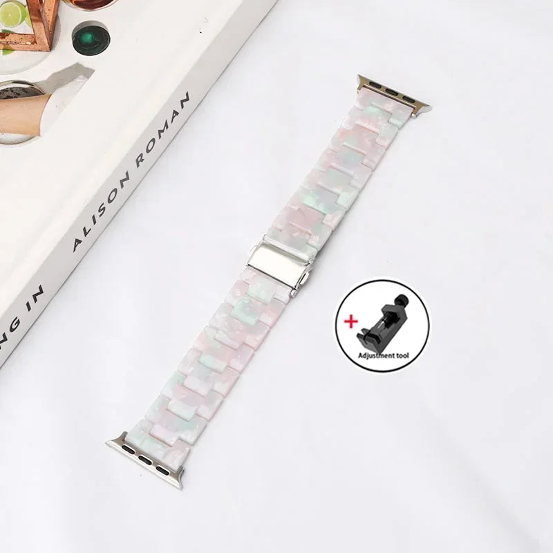 Luxury Resin band for Apple Watch Ultra 2 band 49mm 45mm 41mm 40mm 44mm 38mm 42mm Link band Apple Watch Series 9 7 8 6 SE 5 4 3