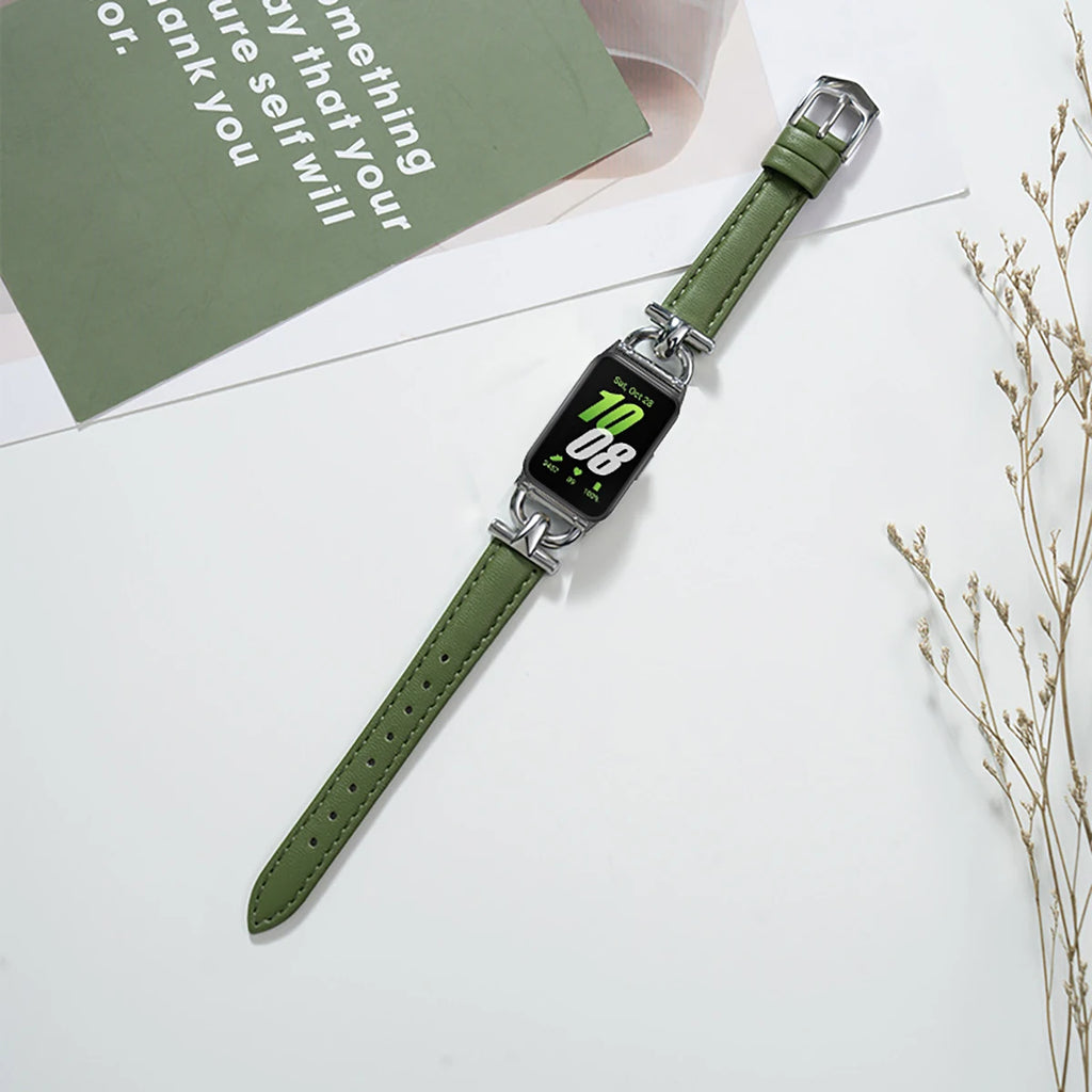 Samsung Galaxy Fit 3 Metal+Leather Strap for Samsung fit 3 Smart Watch Accessories Wristband for Galaxy Fit 3 Bracelet Belt