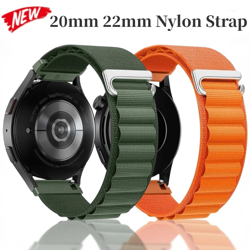 20mm 22mm Nylon Alpine Strap for Samsung Watch 7 6 5 Classic Bracelet Wristband for Huawei Watch 5/4/GT6-5 Pro 46mm Amazfit GTR