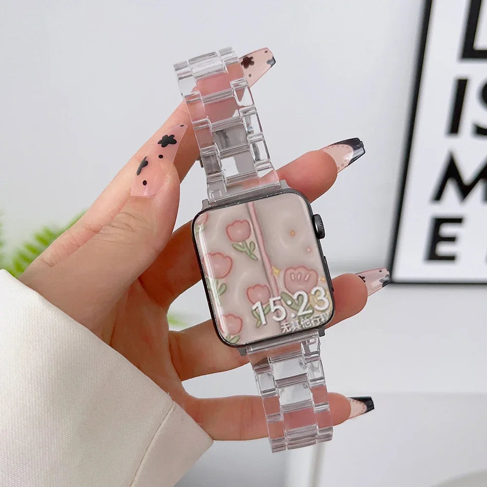 Resin Watch band for Apple Watch 44mm band 42mm 38mm correa watch band for Apple Watch Series 10 8 7 6 SE 5 4 40mm 41mm 45mm 49mm Ultra