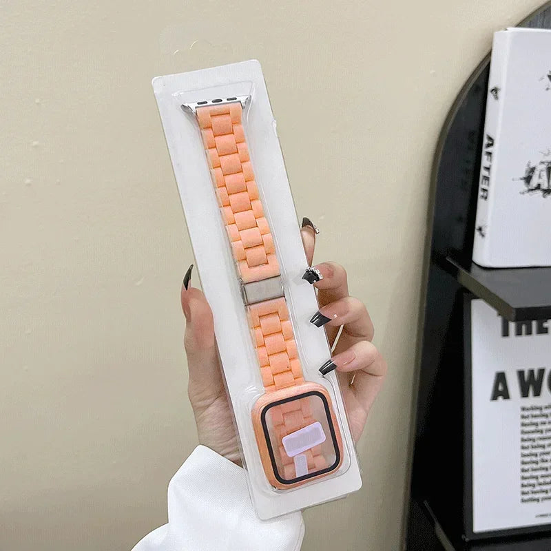 Watch band+Case+glass For Apple Watch band 44mm 40mm 38mm 42mm Candy band Apple Watch Ultra 2 49mm serie 9 8 7 6 5 4 3 SE 41mm 45mm