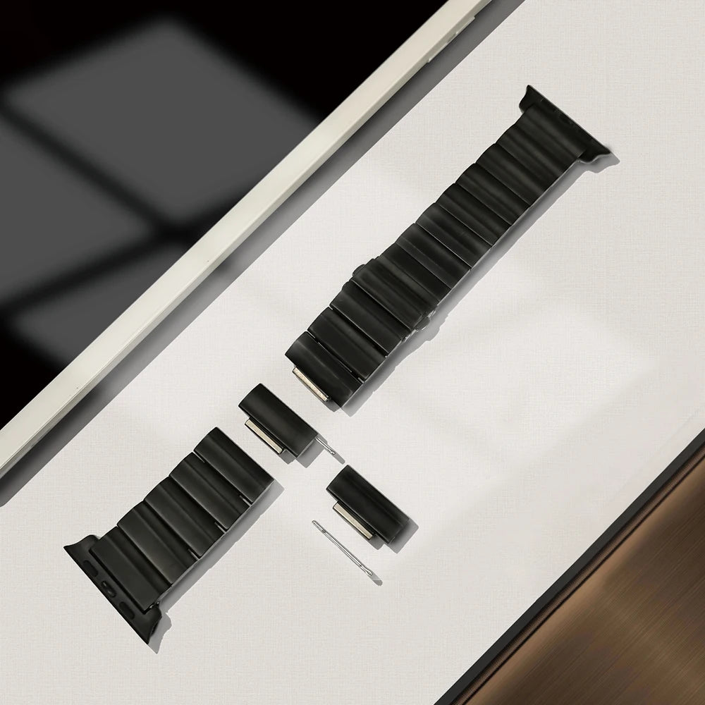 Luxury Titanium band For Apple Watch Ultra 2 49mm 45mm 41mm 44mm 46mm Men Business band For Apple Watch Series 10 9 8 7 6 5 4 SE band