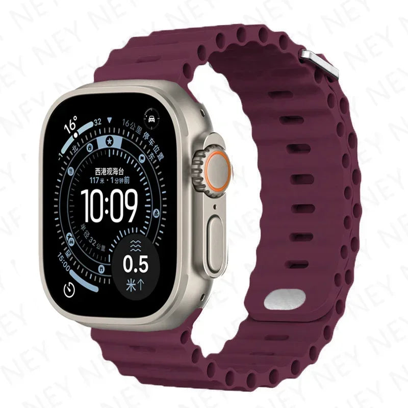 Ocean band For Apple Watch Ultra 2 3 band 49mm 9 8 7 45mm 41mm 44mm Silicone band Wristband Apple Watch S10 S11 46mm 42mm band