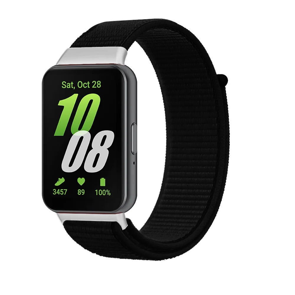 Nylon Loop Strap for Samsung Galaxy Fit 3 Men's and Women's Wristbands for Samsung Galaxy Fit 3 Metal Interface Bracelet Strap