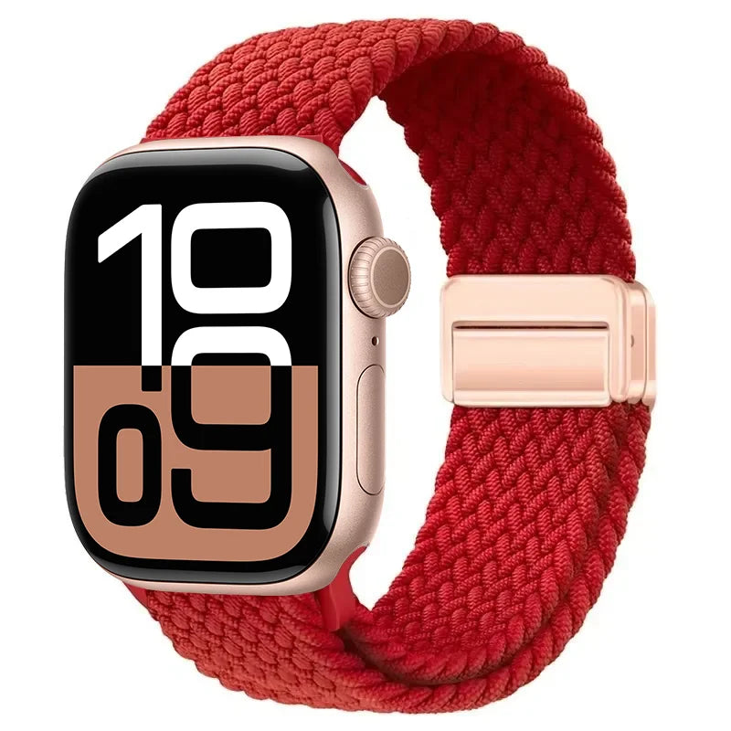 Nylon Braided Loop band for Apple Watch Ultra 3 2 49mm 11 10 42mm 46mm 9 8 7 45mm 41mm Magnetic band Apple Watch 6 5 SE 44mm 40mm band