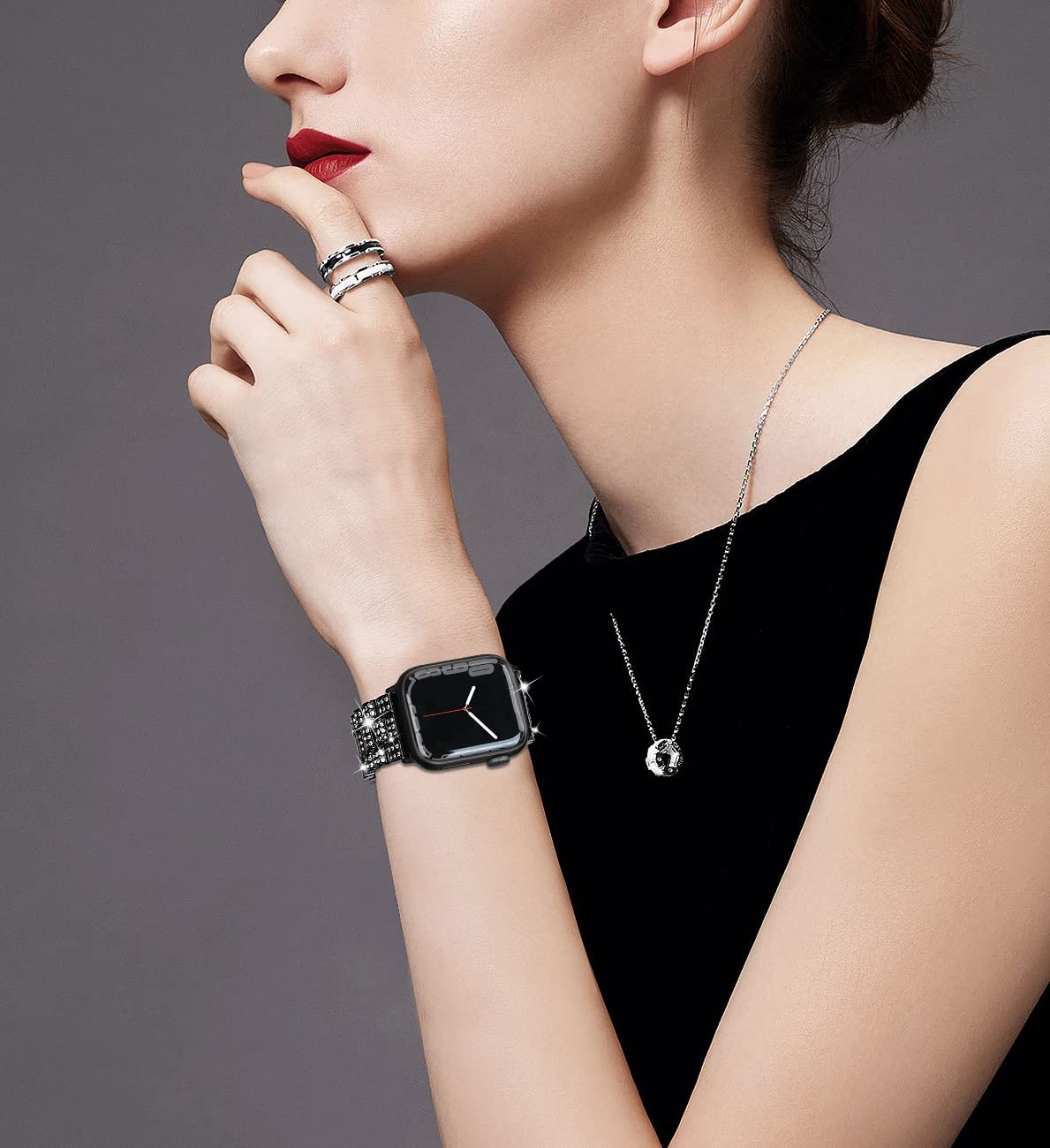 Women's Diamond band For Apple Watch Ultra 2 band 9 49mm 44mm 40mm 41mm 45mm metal band Apple Watch Series 8 7 6 SE 5 Watchband