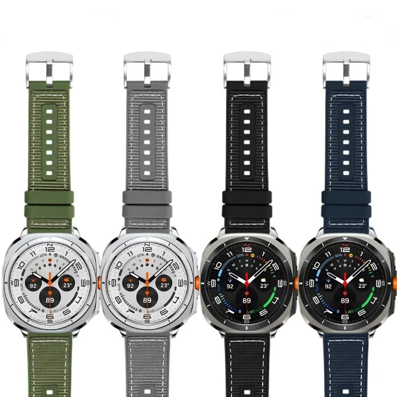 Silicone Nylon Strap for Samsung Galaxy Watch Ultra 8-7 47mm Comfortable Breathable Band Bracelet for Galaxy Watch Ultra 7 47mm