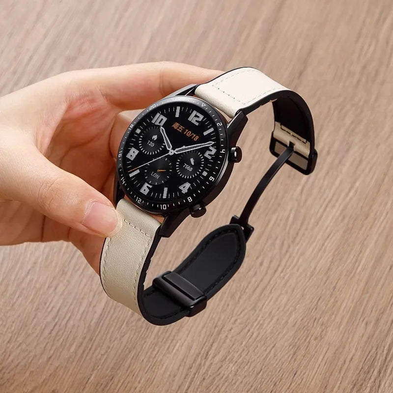 Leather Silicone Strap For Samsung Galaxy Watch 4 5 6 7 40mm/44mm Magnetic Band For Galaxy Watch 4/6 Classic 43 47mm 42 46mm